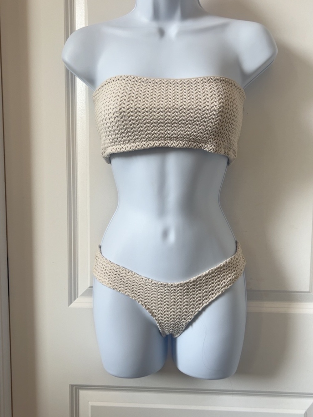 Montce Bone Crochet Tori Ties Bandeau Bikini Set Medium